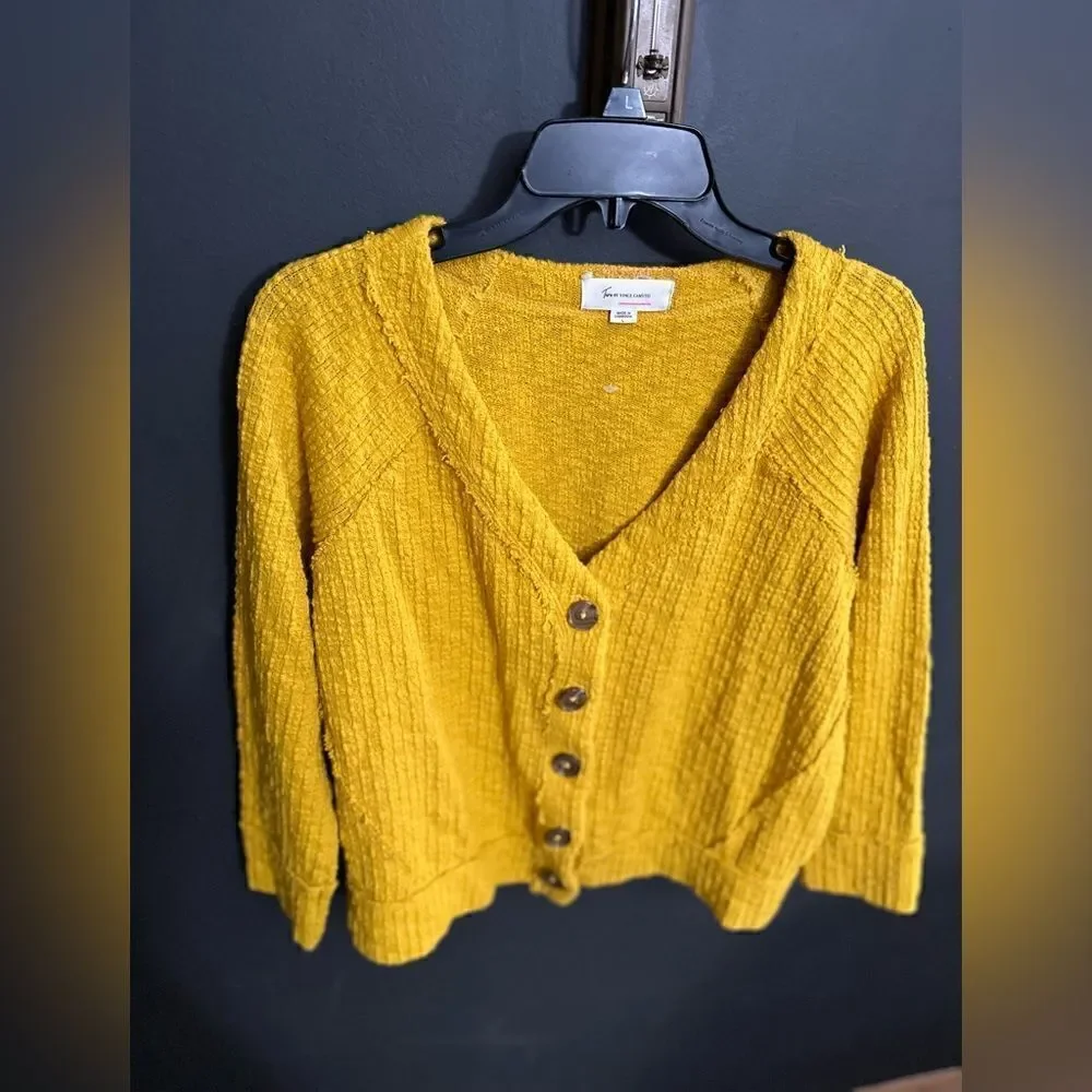 Two by Vince Camuto Ladies' Button Cardigan Size  Mustard Yellow Large NWOT